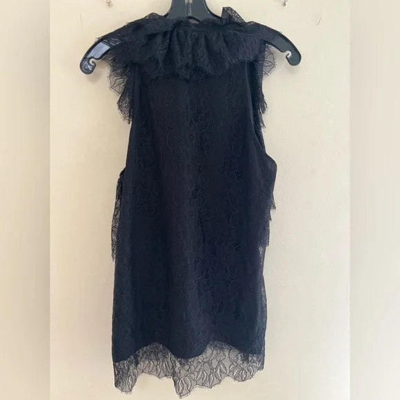 Black Lace Sleeveless Top Robert Rodriguez size 8 - Picture 4 of 6